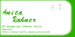 anita rahner business card
